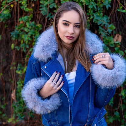 Diana | Giacca in denim con collo in pelliccia sintetica