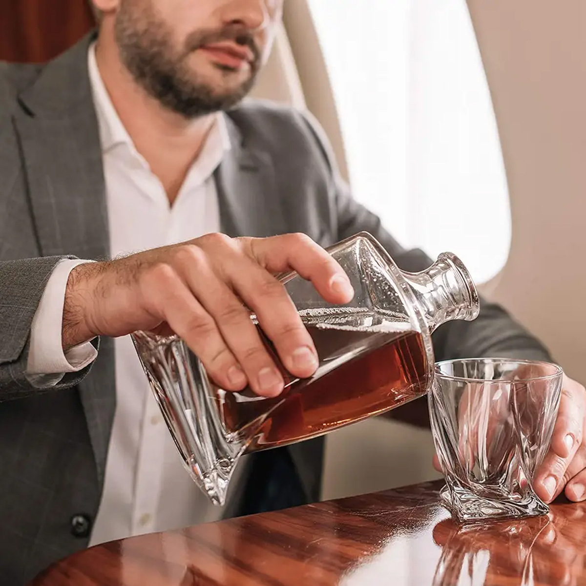 Whiskey Karaaf Set met 4 Glazen van Kristal Glas