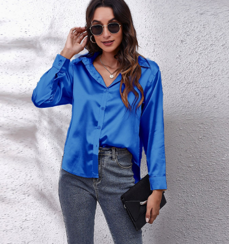 Vrouwen Blouse Lange Mouwen Knoopsluiting Elegance