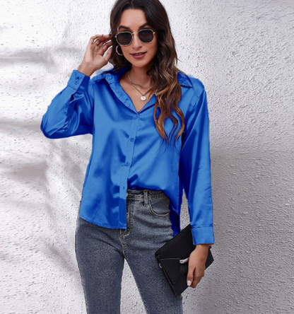 Vrouwen Blouse Lange Mouwen Knoopsluiting Elegance