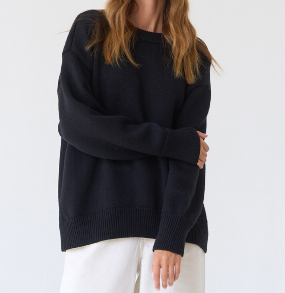 Oversized Damestrui – Gebreide Trui met Ronde Hals en Losse Pasvorm
