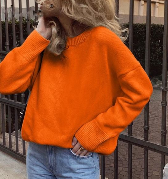 Oversized Damestrui – Gebreide Trui met Ronde Hals en Losse Pasvorm