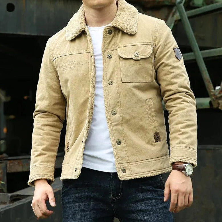 Maverick Jeans Jas Blauw Leerlook - Mode Vibes