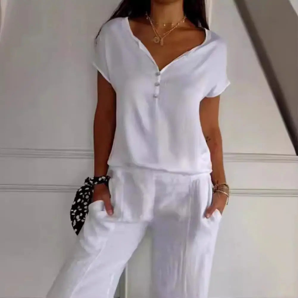 Dames Top V-Hals met Knoop Detail Elegante Stijl