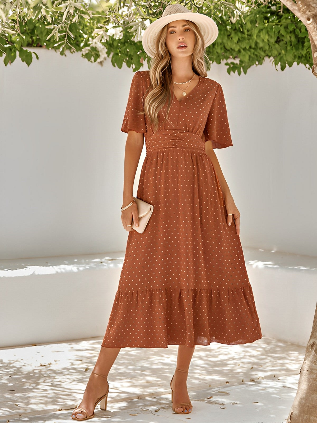 Gewikkelde maxi-jurk met ceintuur - Minerva