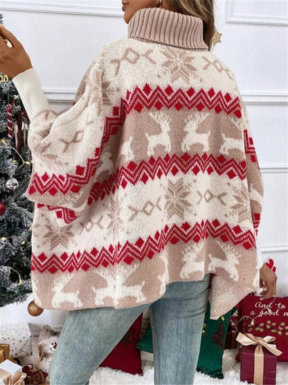 Dames Oversized Kersttrui Rollneck Warme Wintertrui