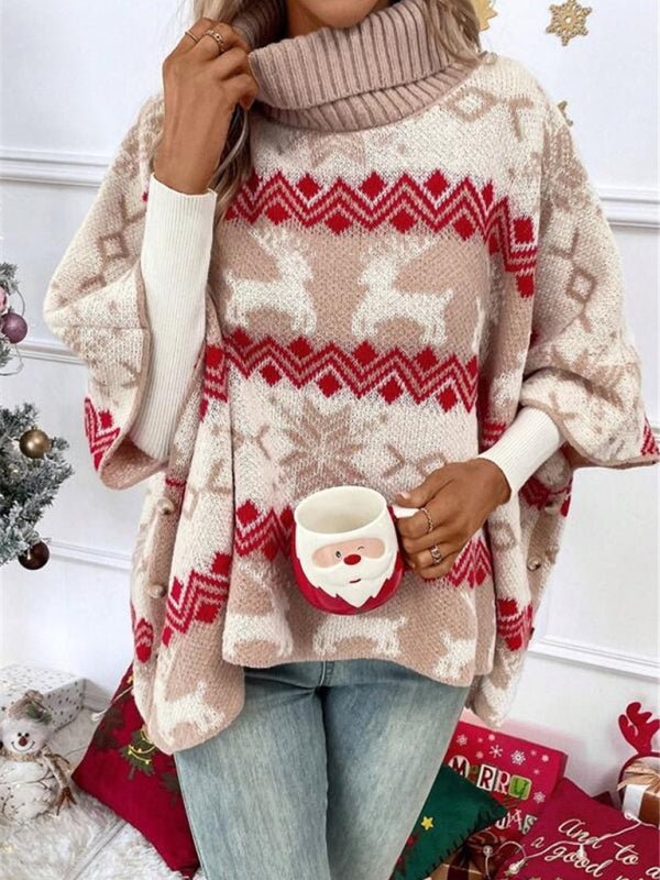 Dames Oversized Kersttrui Rollneck Warme Wintertrui