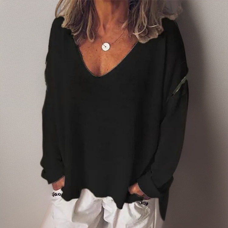Velanora Comfortabele longsleeve shirt met V-hals