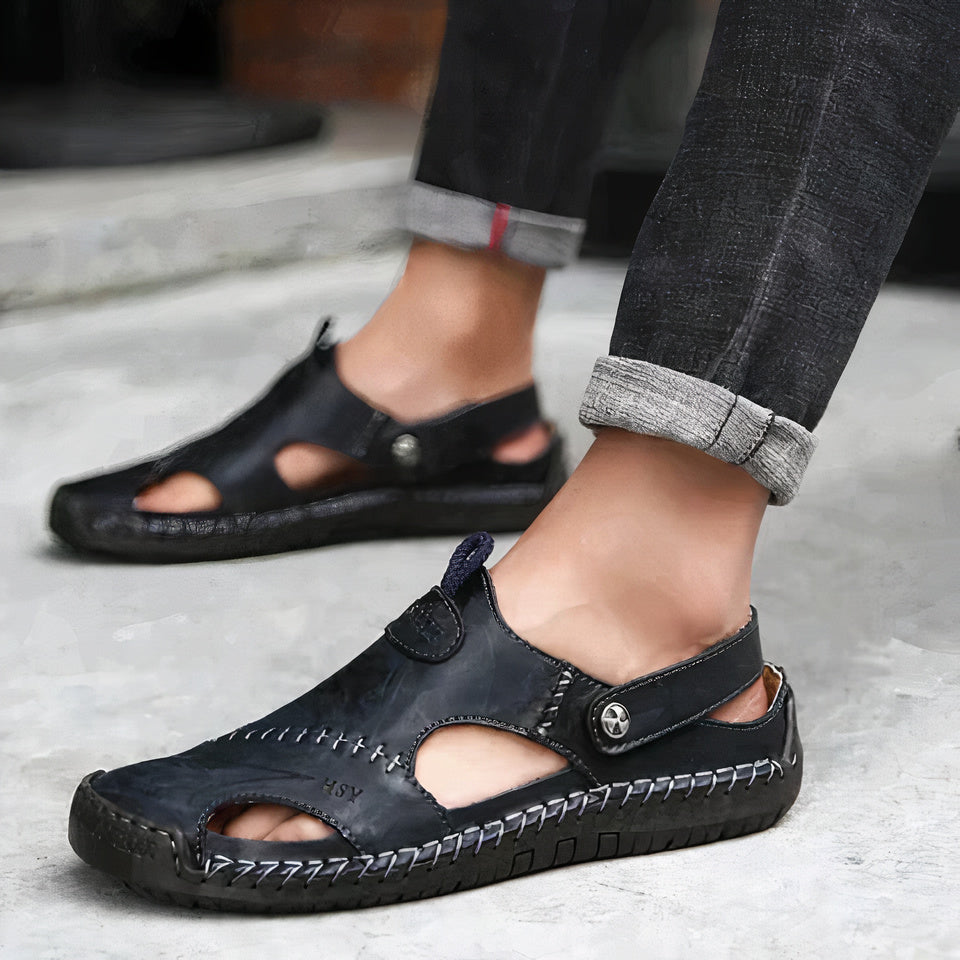 Heren Leren Instappers Sandalen – Ademend Comfort Schoenen voor Zomer en Dagelijks Gebruik