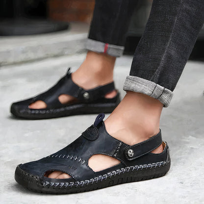 Heren Leren Instappers Sandalen – Ademend Comfort Schoenen voor Zomer en Dagelijks Gebruik