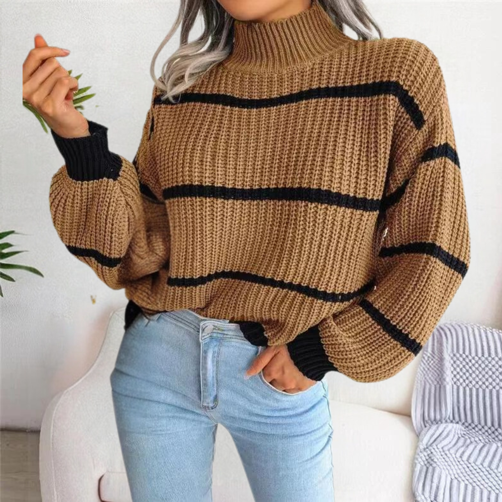 Zachte Hoge Hals Trui voor Vrouw Warm en Comfortabel - Mode Vibes