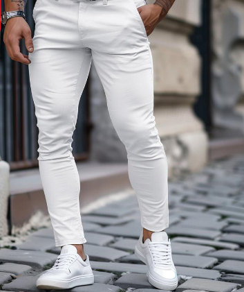 Witte Skinny Jeans Broek Slim Fit voor Mannen