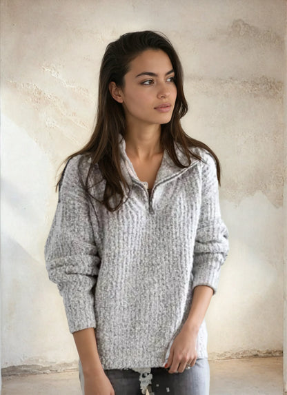 Vrouwelijke Half-Zip Trui Chique Zwart