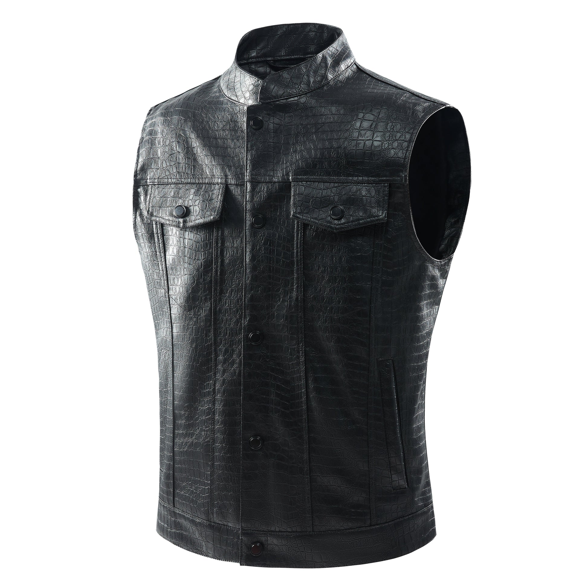 Lederen Vest voor Heren Stijlvol Viper Design - Mode Vibes