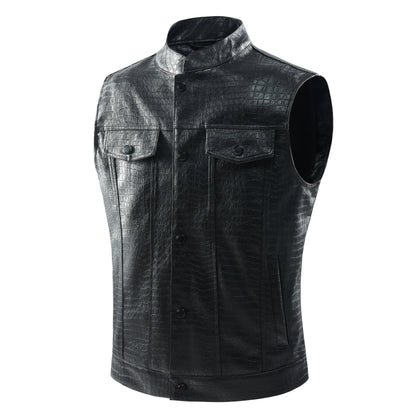 Lederen Vest voor Heren Stijlvol Viper Design - Mode Vibes
