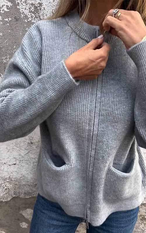 Dames Vest Gebreid met Ritssluiting Zwart