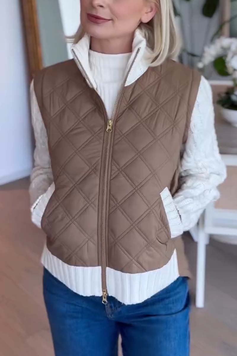 Dames Jas Gebreid Patchwork Stijl