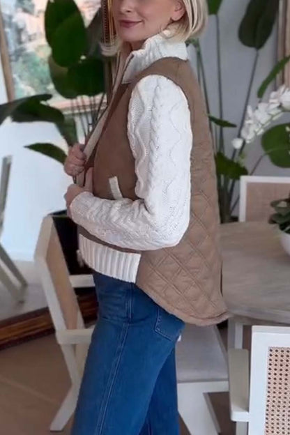Dames Jas Gebreid Patchwork Stijl