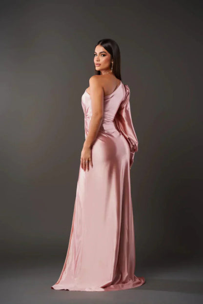 Elegant One-Shoulder Maxi Jurk voor Bruiloftsgasten met Split