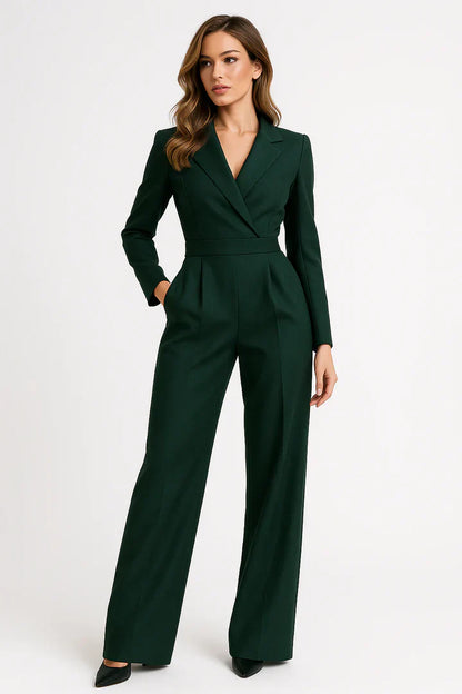 Luxe Jumpsuit met V-hals en Wide-leg Broek