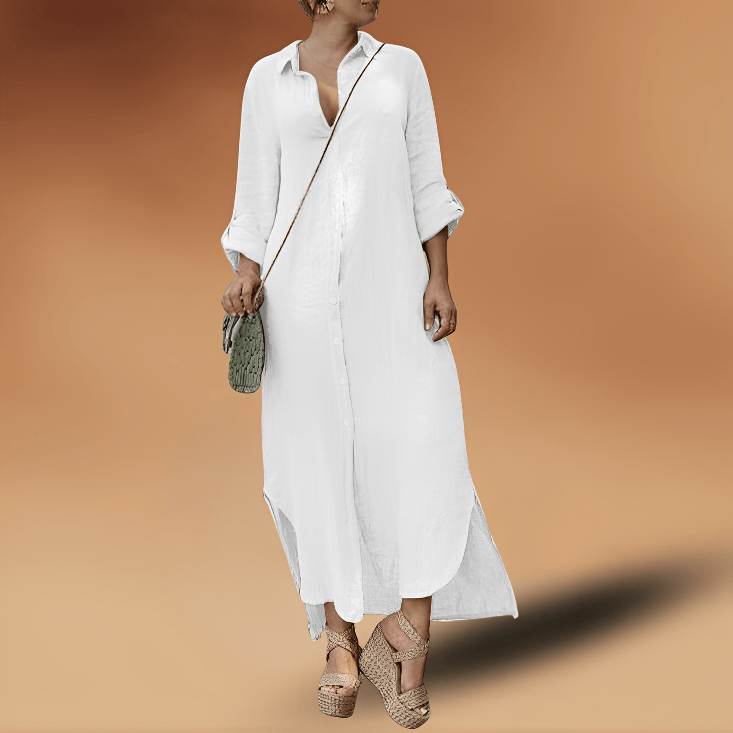 Kristal – Elegante Lange Linnen Jurk Voor Dames