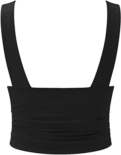 Mouwloze Top Diep Uitgesneden Geplooide Taille