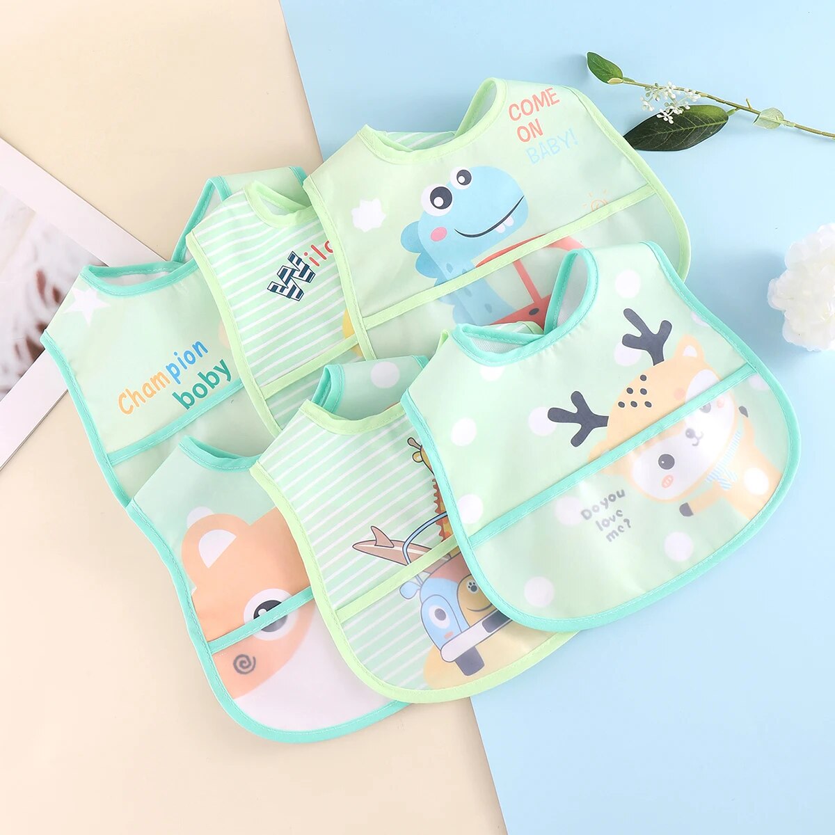 Baby Slabbetjes Waterdicht Verstelbaar 5 Delig Set