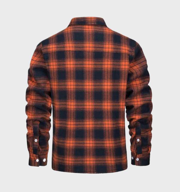Jasper | Elegant heren flanellen jack in vintage stijl met fleece voering in de kleur Oranje voor heren in Lounge stijl ideaal voor de herfst.