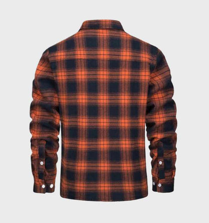 Jasper | Elegant heren flanellen jack in vintage stijl met fleece voering in de kleur Oranje voor heren in Lounge stijl ideaal voor de herfst.