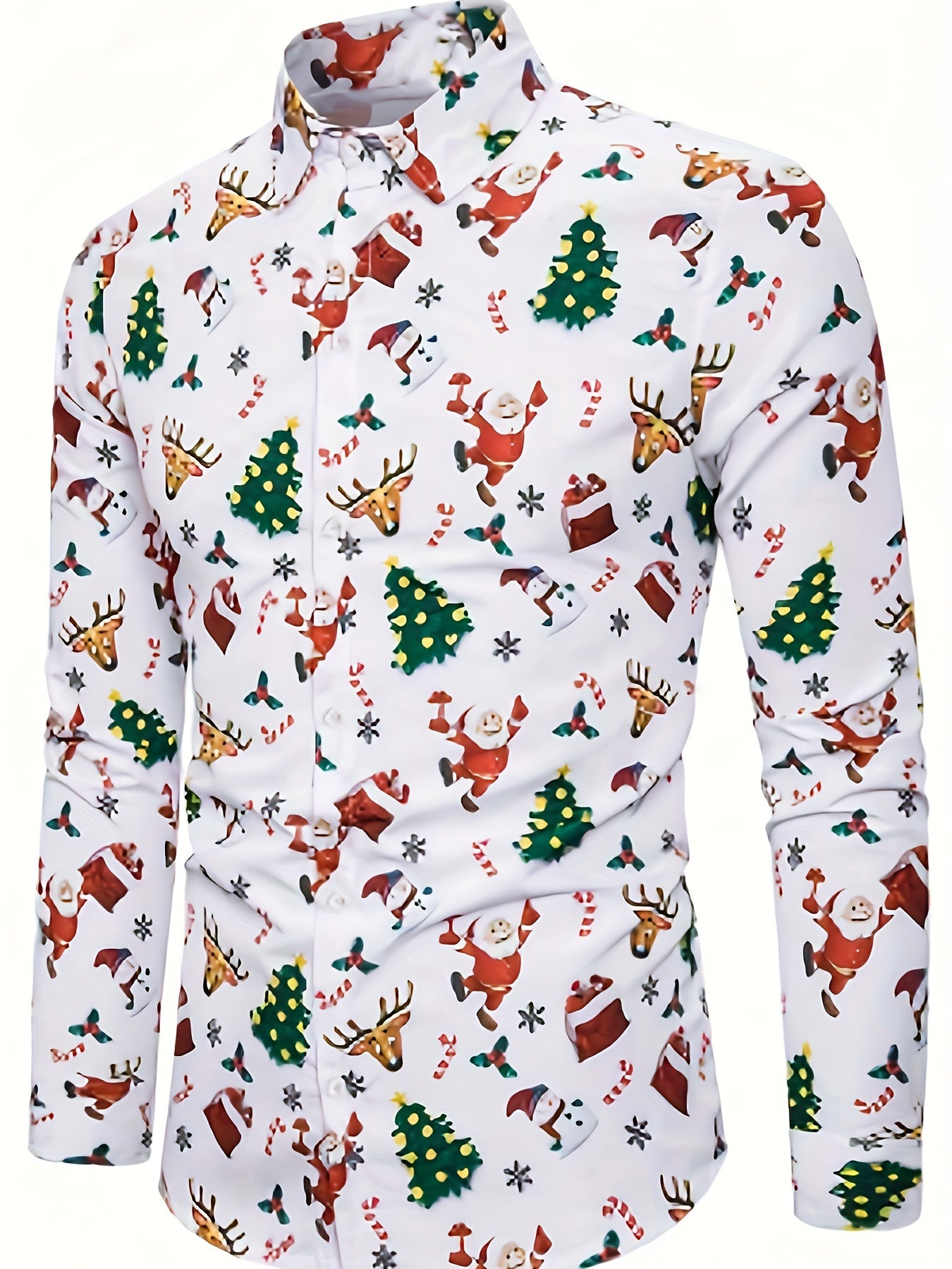 Kerst Overhemd Lange Mouwen Feestelijk Print - Mode Vibes