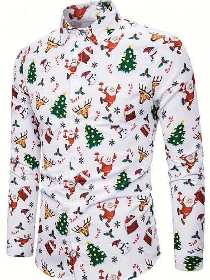 Kerst Overhemd Lange Mouwen Feestelijk Print - Mode Vibes