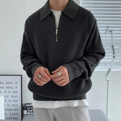 Jas met Halve Rits Zwart Warme Trui - Mode Vibes