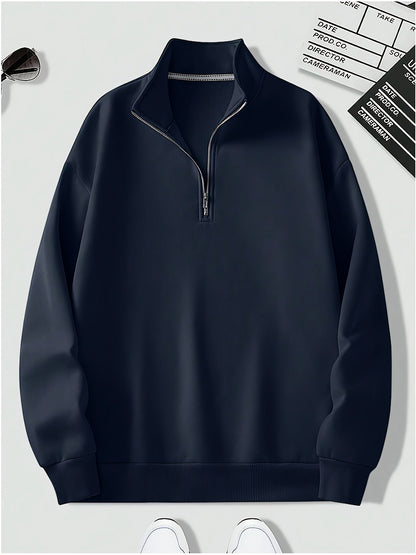 Heren Sweatshirt Effen Kwart-rits Pullover Casual Kleding - Mode Vibes