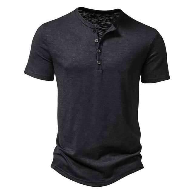 Heren T-shirt met Henley Kraag Klassiek Design - Mode Vibes