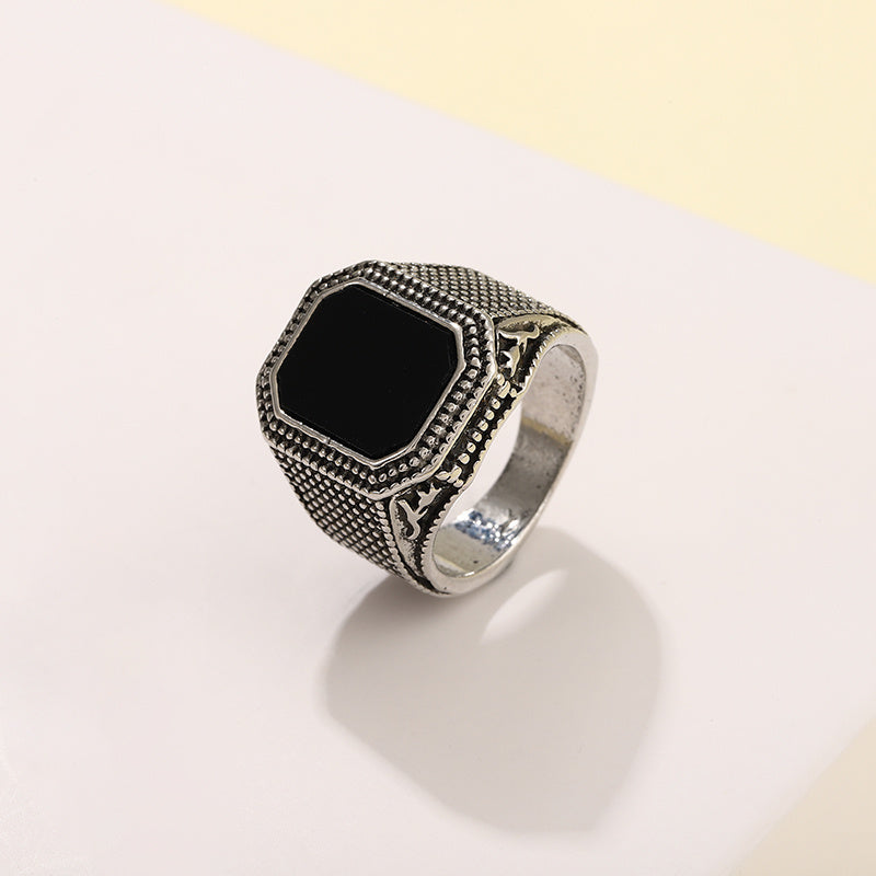 Zwarte ring met Strass Steen Glanzend - Mode Vibes