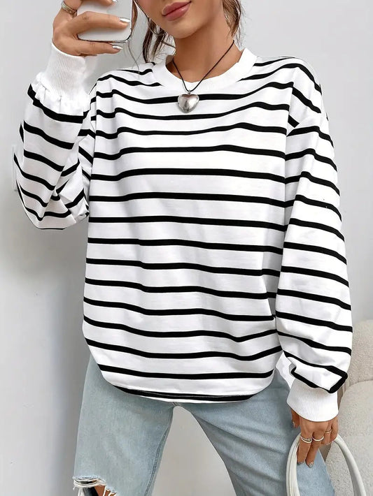 Dames Sweatshirt Gestreept Comfortabel Casual - Mode Vibes