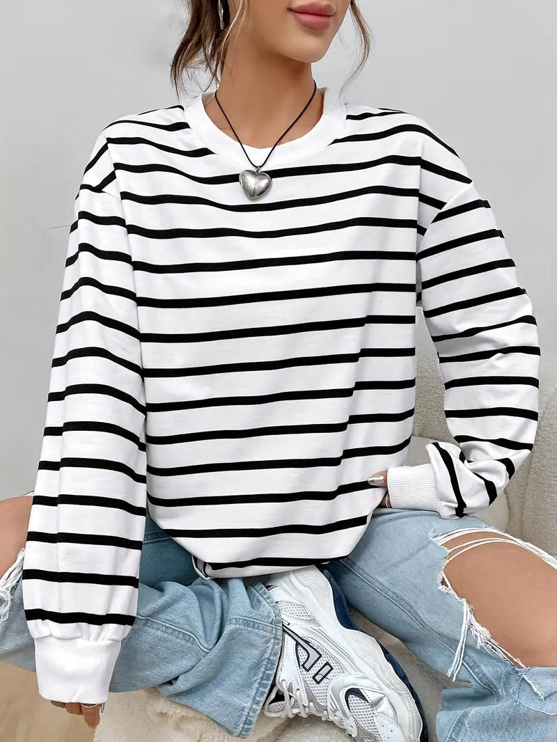 Dames Sweatshirt Gestreept Comfortabel Casual
