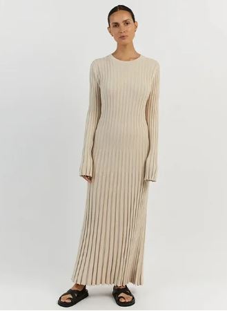 Lange Gebreide Jurk Dames Warme Winterjurk