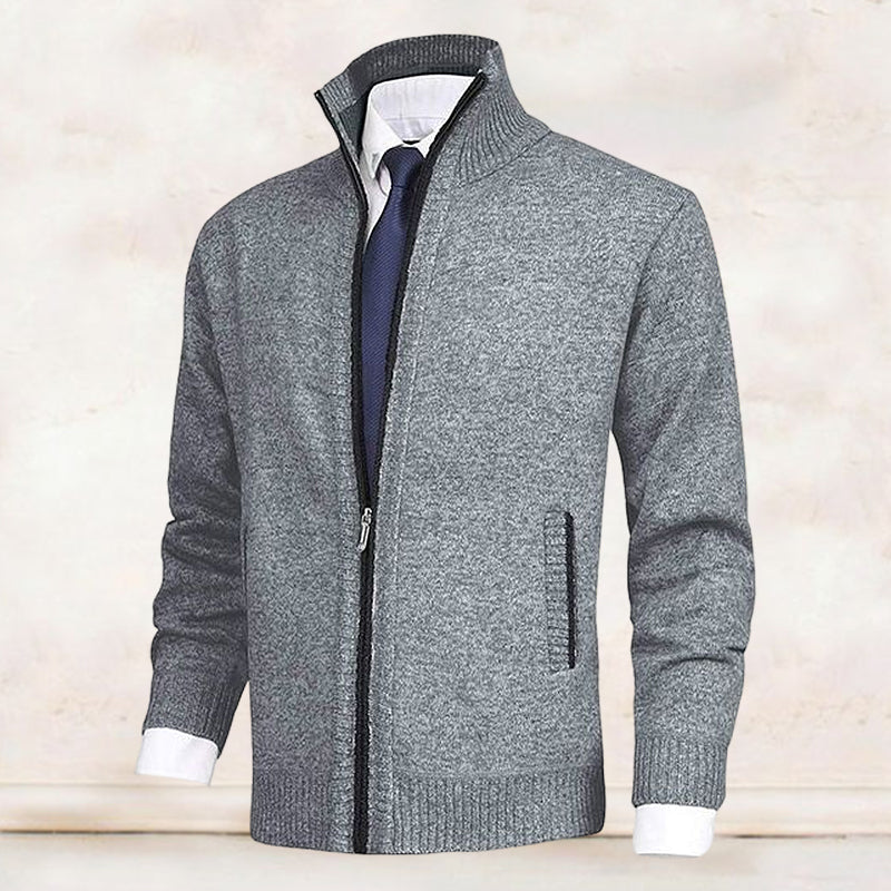 John | Elegant heren vest met rits, kraag en zakken in de kleur Beige voor heren in stijl ideaal voor de herfst.