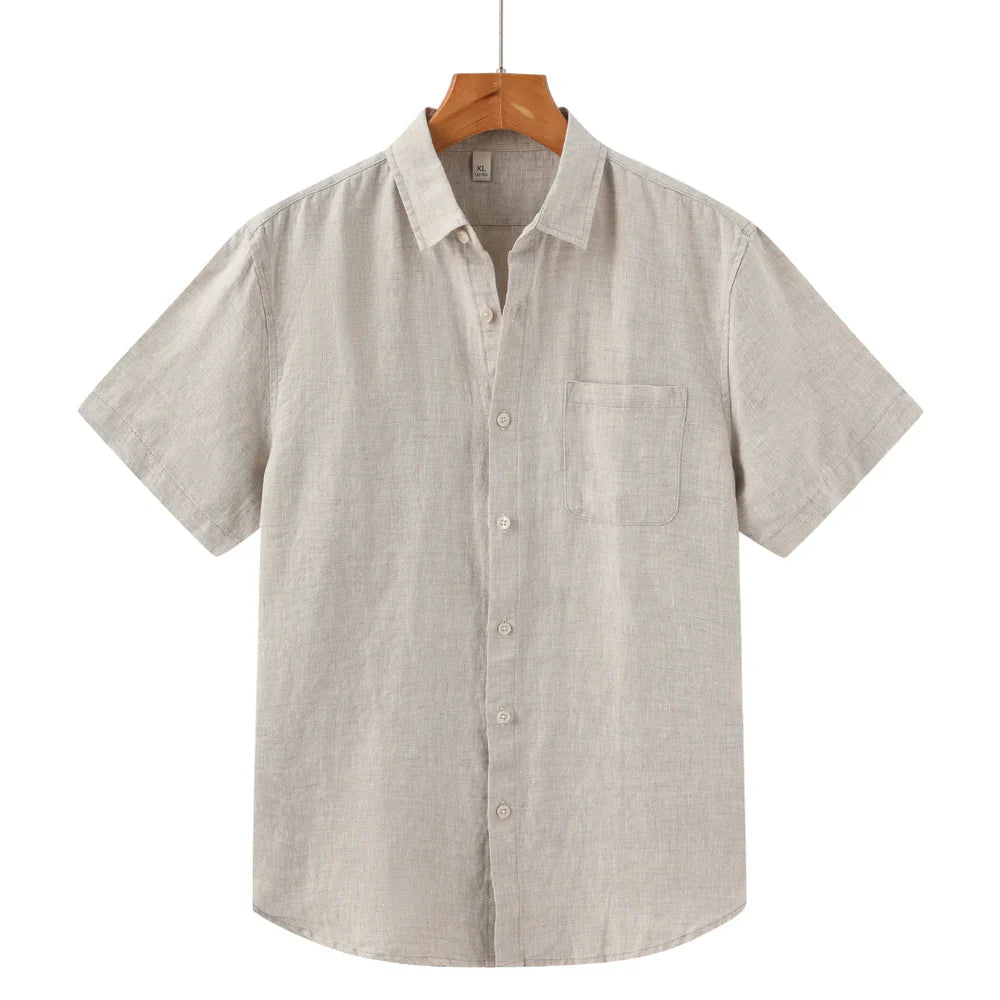 Linnen Overhemd Korte Mouw Zomerse Stijl - Mode Vibes