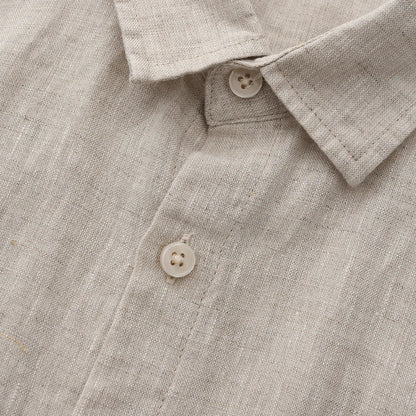 John | Linnen overhemd (korte mouw) in de kleur Beige voor in stijl ideaal voor de zomer.