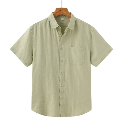 John | Linnen overhemd (korte mouw) in de kleur Mintgroen voor in stijl ideaal voor de zomer.