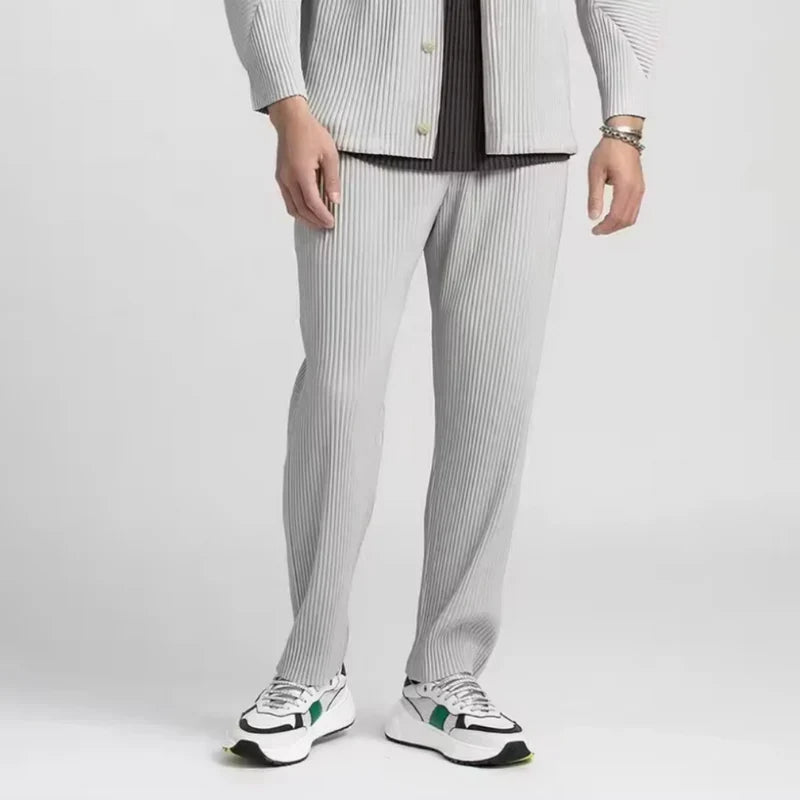 Geribbelde katoenen pantalon voor mannen - Mode Vibes