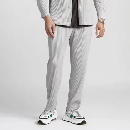 Geribbelde katoenen pantalon voor mannen - Mode Vibes