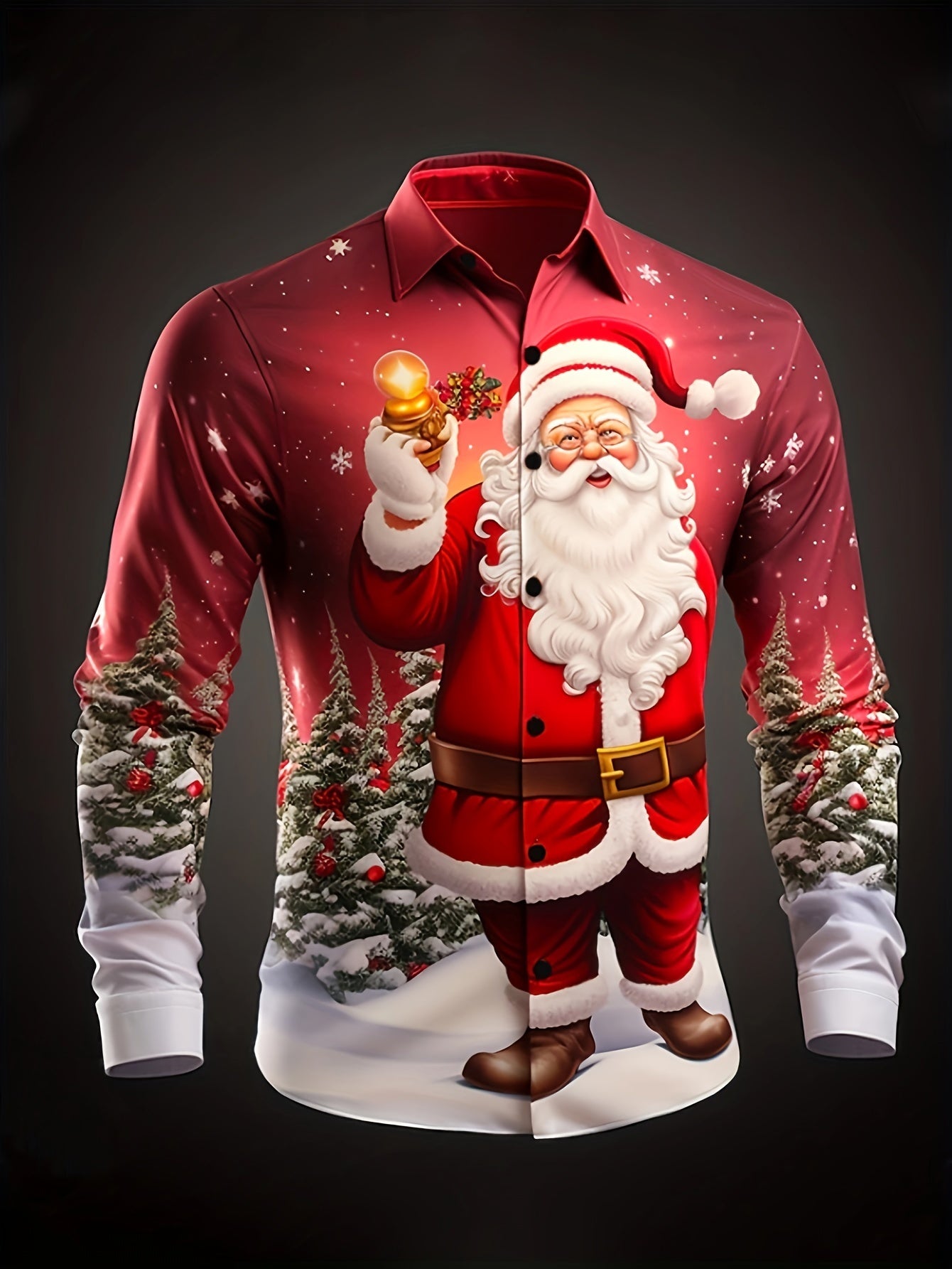 Kerstman Overhemd Lange Mouwen Casual Kerst Kleding - Mode Vibes