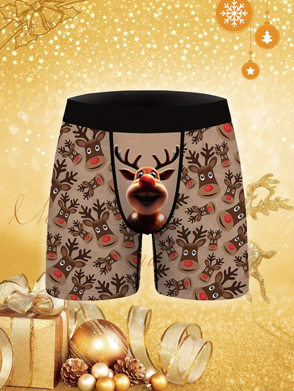 Kerst Boxershorts Feestelijke Mannen Shorts Rode Kerstmannen - Mode Vibes