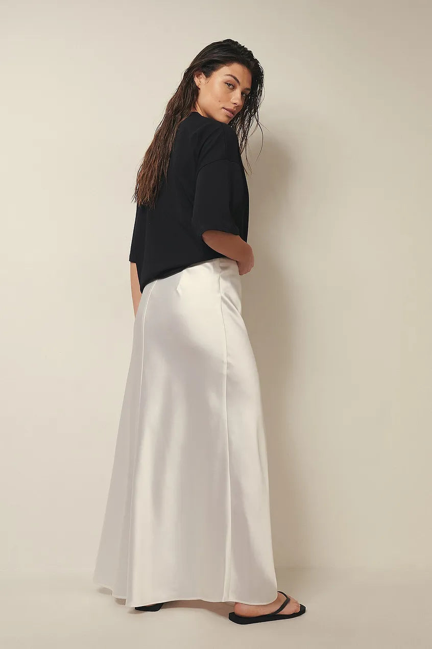 Satijnen Rok Hoge Taille Elegante Leona Stijl