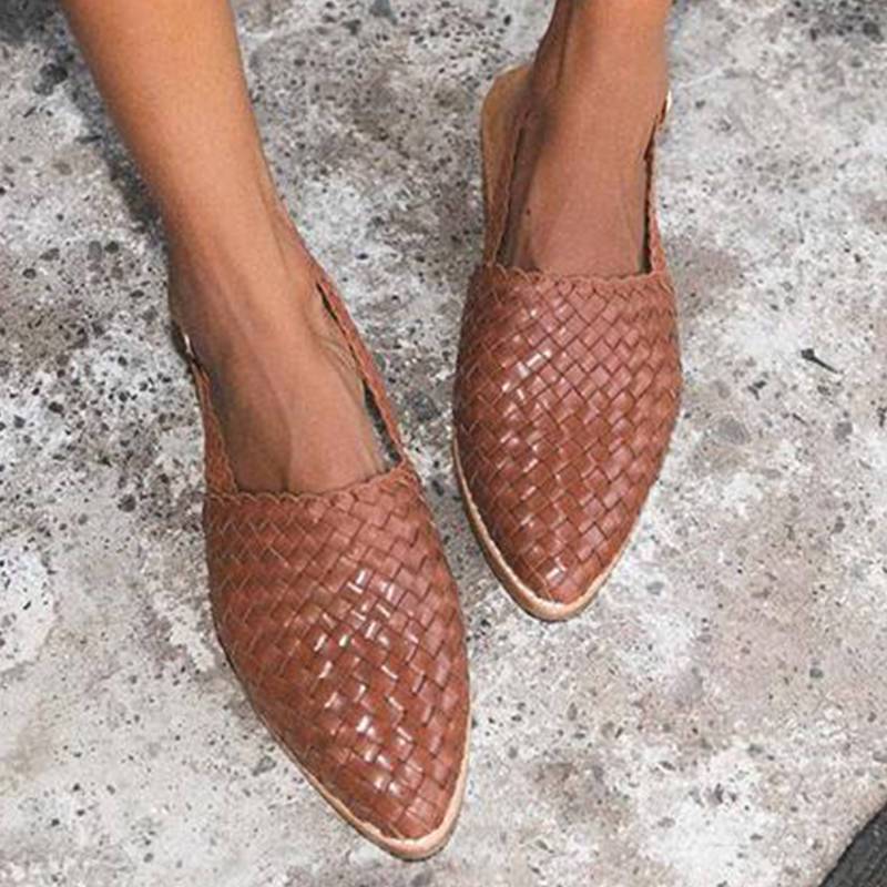 Leren Sandalen Dames Gevlochten Zomer Schoenen
