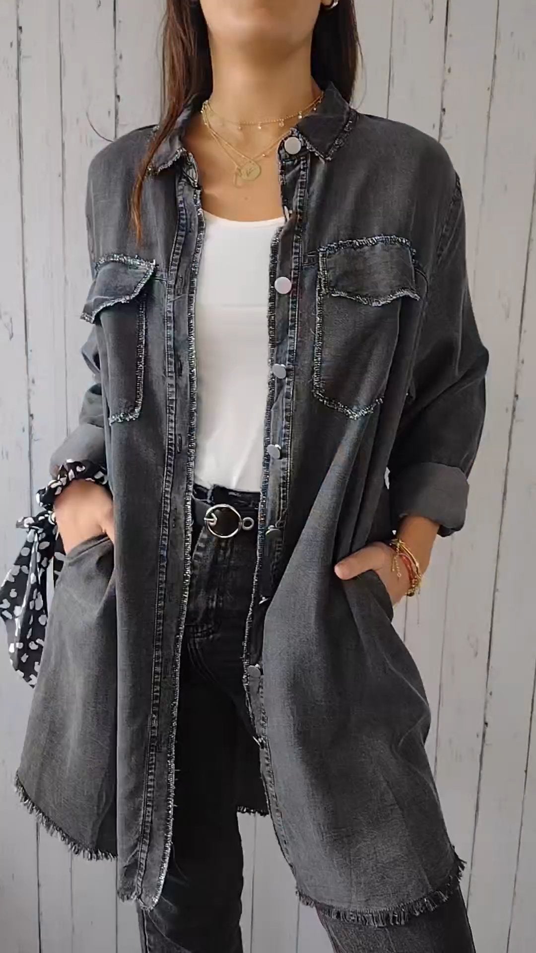 Elssia - Blauwe Denim Jasje Comfortabel Fit