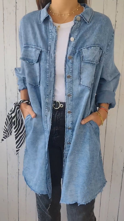 Elssia - Blauwe Denim Jasje Comfortabel Fit